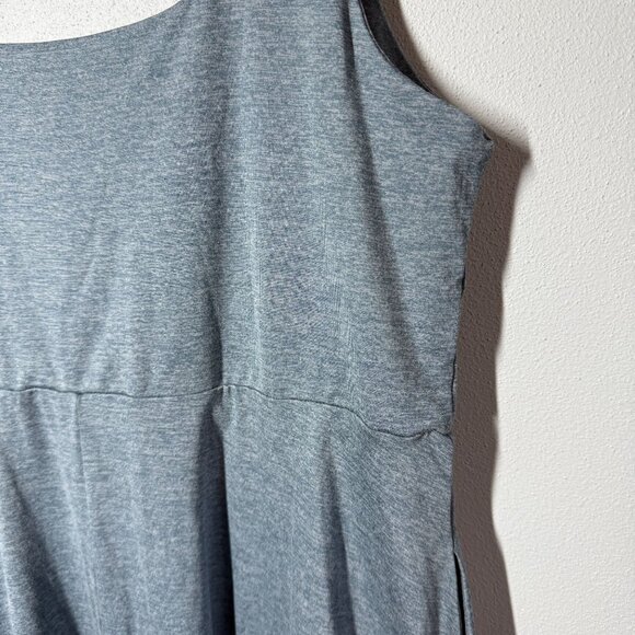 Quince Flowknit Breeze Fit & Flare Dress Large Blue Pockets Midi Jersey Preppy - Picture 9 of 12